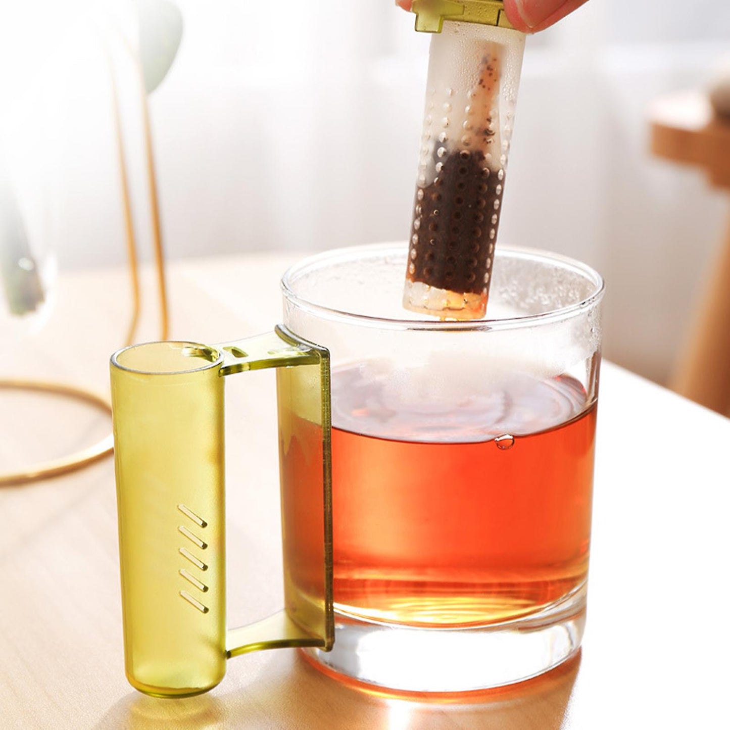 Glass Tea Cup With Infuser Basket For Loose Leaf Tea