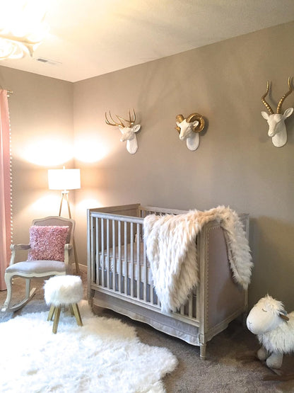 Faux Antelope Head Wall Mount // White and Gold